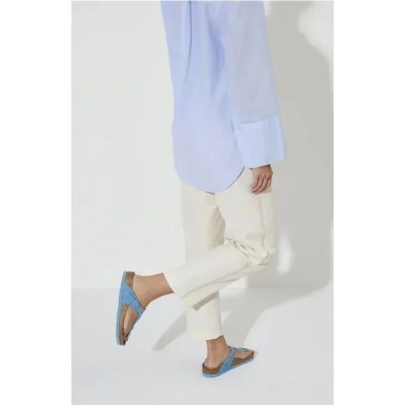 Birkenstock Womens Size 7 Gizeh Canvas Vegan Sandals EU 38 Sky Blue Regular Fit - Picture 9 of 11